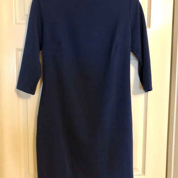 Navy sheath dress invisible zipper 3/4 sleeves - Picture 3 of 5